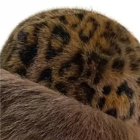 Faux Fur Hat Beanie Leopard Print - Picture 3 of 8
